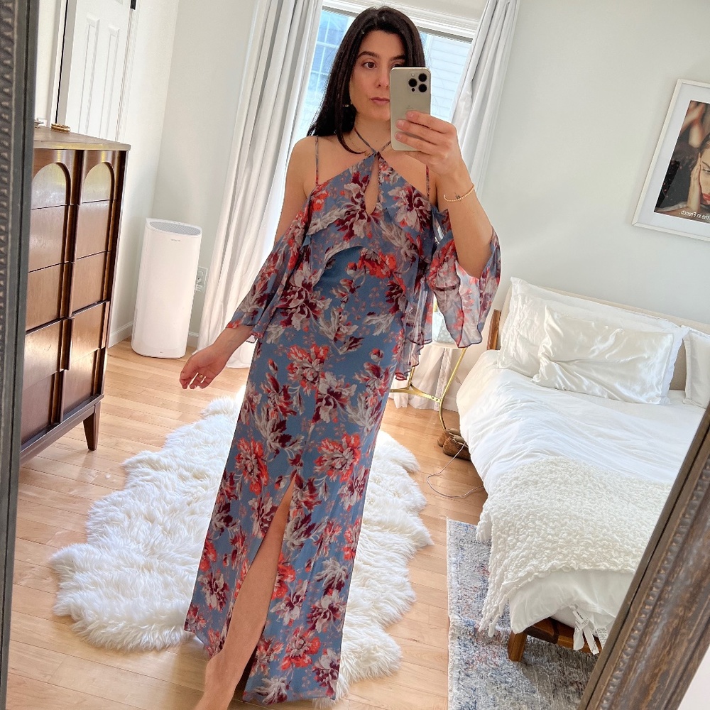 INTERMIX floral print ruffle gown